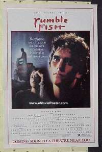 #176 RUMBLE FISH advance 1sh '83 Coppola 