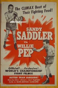 #607 SADDLER VS PEP 1sh '51 boxing! 