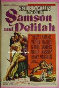 #1838 SAMSON & DELILAH 1sh '49 Hedy Lamarr 