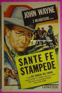 #9701 JOHN WAYNE stock 1sh 1953 great image of The Duke, Sante Fe Stampede