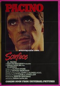#1294 SCARFACE teaser 1sh '83 Al Pacino 