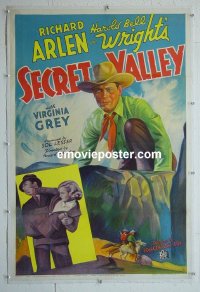 #2929 SECRET VALLEY linen one-sheet '37 Richard Arlen