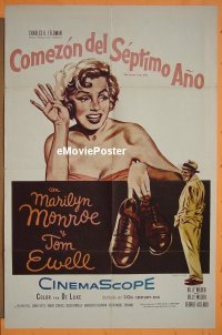 #375 7 YEAR ITCH Spanish/U.S. 1sh '55 Billy Wilder, art of sexy Marilyn Monroe & Tom Ewell!