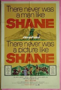 Q555 SHANE one-sheet movie poster R66 Alan Ladd, Jean Arthur