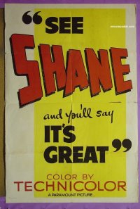 #8271 SHANE rare style 1sh '53 Alan Ladd