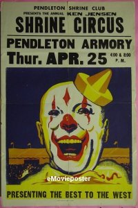 #553 SHRINE CIRCUS circus poster '60s clown! 