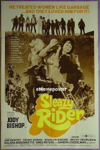 #755 SLEAZY RIDER 1sh '76 cycle sex! 