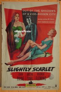 #663 SLIGHTLY SCARLET 1sh '56 film noir 