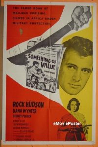 s237 SOMETHING OF VALUE one-sheet movie poster '57 Rock Hudson