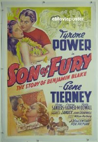 #139 SON OF FURY linen int'l 1sh '42 Power, Tierney 