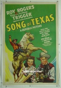 #078 SONG OF TEXAS linen 1sh '43 Roy Rogers 