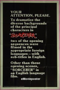 #589 SORCERER 'language' style 1sh '77 