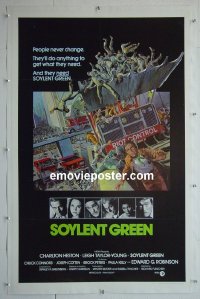 #2677 SOYLENT GREEN paperbacked int'l one-sheet '73 Heston