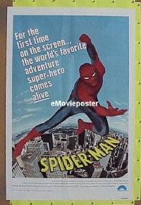 s258 SPIDERMAN one-sheet movie poster '77 Marvel Comic!