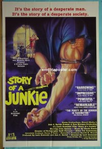 #5451 STORY OF A JUNKIE 1sh '84 Troma heroin! 
