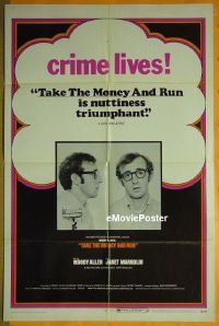 #613 TAKE THE MONEY & RUN 1sh '69 Woody Allen 