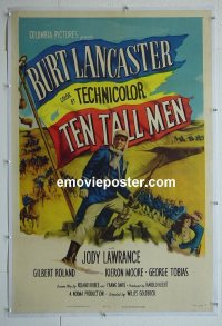 #2809 10 TALL MEN linen one-sheet '51 Burt Lancaster