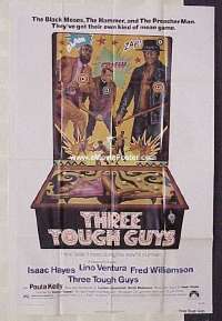 s345 THREE TOUGH GUYS one-sheet movie poster '74 great pinball image!