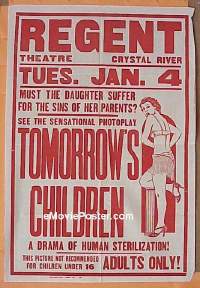 #019 TOMORROW'S CHILDREN 'red text' 1sh R30s
