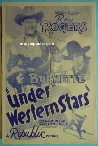 #5619 UNDER WESTERN STARS 1sh R40s Roy Rogers 
