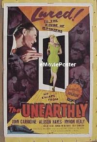 #048 UNEARTHLY 1sh '57 Carradine, Hayes 