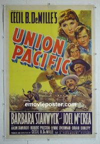 #2952 UNION PACIFIC linen one-sheet '39 Stanwyck