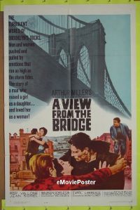 B112 VIEW FROM THE BRIDGE rare int'l one-sheet movie poster '62 Vallone