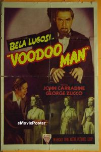#776 VOODOO MAN 1sh R50s Bela Lugosi, John Carradine, George Zucco