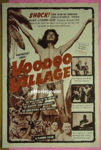 #768 SORCERERS' VILLAGE linen 1sh R60s different image of topless native woman, Voodoo Village!