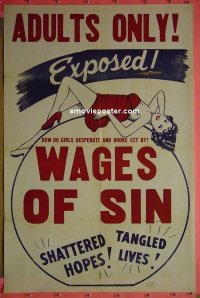 #5065 WAGES OF SIN 1sh R40s girls who are broke and desperate led to ruin by unscrupulous men!