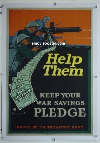 #0703 HELP THEM linen WWI war poster '17 art!