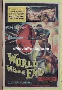 #259 WORLD WITHOUT END 1sh '56 classic image! 