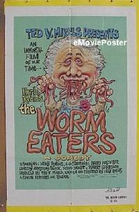#408 WORM EATERS 1sh '77 Ted Mikels signed! 