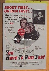 Q912 YOU HAVE TO RUN FAST one-sheet movie poster '61 cop killer!