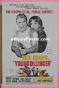 s450 YOUNG DILLINGER one-sheet movie poster '65 Nick Adams