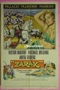 s455 ZARAK one-sheet movie poster '56 Anita Ekberg, Victor Mature