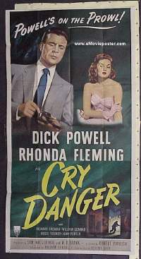 #0290 CRY DANGER 3sh 51 Dick Powell,film noir 