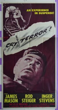 #6106 CRY TERROR 3sh '58 film noir, Mason 