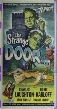#123 STRANGE DOOR 3sh '51 Laughton, Karloff 