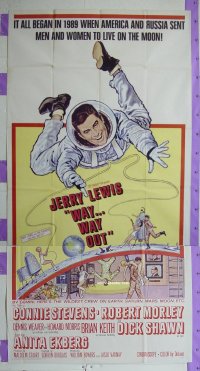 C402 WAY WAY OUT three-sheet movie poster '66 Jerry Lewis, Connie Stevens