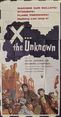 C411 X THE UNKNOWN three-sheet movie poster '57 spooky Hammer sci-fi!
