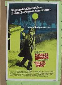 t215 DEATH WISH one-sheet movie poster '74 Charles Bronson, Winner