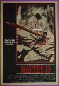 #5178 FRIDAY THE 13TH Argent '80 horror!