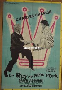 C595 KING IN NEW YORK Argentinean movie poster '57 Charlie Chaplin