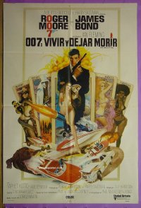 C607 LIVE & LET DIE Argentinean movie poster '73 Moore as Bond