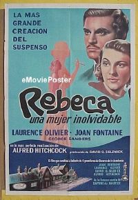 #0120 REBECCA Argentine R50s Alfred Hitchcock, art of Laurence Olivier & Joan Fontaine!