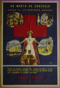 #6507 RED CROSS Argentinean '50s Mendez Mujica artwork of nurse & charity projects!