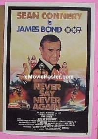 t127 NEVER SAY NEVER AGAIN Aust 1sh movie poster '83 Sean Connery,Bond