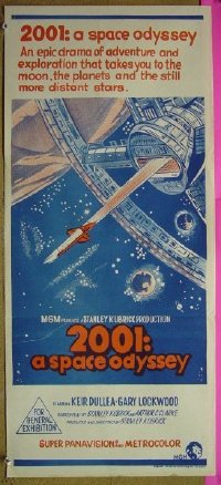 #1016 2001 A SPACE ODYSSEY Aust daybill '68 Stanley Kubrick classic, art of space wheel!