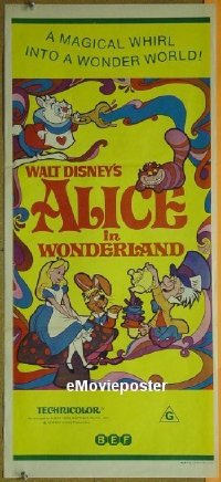 p030 ALICE IN WONDERLAND Australian daybill movie poster R74 Walt Disney